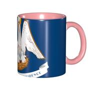 BOAIHH Classic Style Louisiana State Flag Ceramic Mug Leisure Simple for Work Home Smooth Practical Easy to Clean Pink Cup