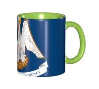BOAIHH Classic Style Louisiana State Flag Ceramic Mug Leisure Simple for Work Home Smooth Practical Easy to Clean Green Cup
