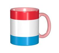 BOAIHH Classic Style Luxembourg Flag Ceramic Mug Leisure Simple for Work Home Smooth Practical Easy to Clean Pink Cup