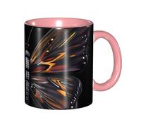 BOAIHH Classic Style Mystery Butterfly Ceramic Mug Leisure Simple for Work Home Smooth Practical Easy to Clean Pink Cup