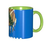 BOAIHH Classic Style Oklahoma State Flag Ceramic Mug Leisure Simple for Work Home Smooth Practical Easy to Clean Green Cup