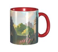 BOAIHH Classic Style Outside The Castle Gate Ceramic Mug Leisure Simple for Work Home Smooth Practical Easy to Clean Red Cup