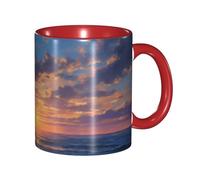 BOAIHH Classic Style Overlooking The Seaside Ceramic Mug Leisure Simple for Work Home Smooth Practical Easy to Clean Red Cup