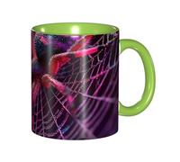 BOAIHH Classic Style Pink Spider Ceramic Mug Leisure Simple for Work Home Smooth Practical Easy to Clean Green Cup