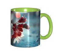 BOAIHH Classic Style Plum Blossoms On The Ice Ceramic Mug Leisure Simple for Work Home Smooth Practical Easy to Clean Green Cup