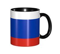 BOAIHH Classic Style Russian Flag Ceramic Mug Leisure Simple for Work Home Smooth Practical Easy to Clean Black Cup