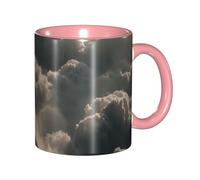BOAIHH Classic Style Staring Into The Abyss Ceramic Mug Leisure Simple for Work Home Smooth Practical Easy to Clean Pink Cup