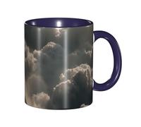 BOAIHH Classic Style Staring Into The Abyss Ceramic Mug Leisure Simple for Work Home Smooth Practical Easy to Clean Navy Blue Cup