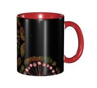 BOAIHH Classic Style Starry Dandelion Ceramic Mug Leisure Simple for Work Home Smooth Practical Easy to Clean Red Cup