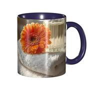 BOAIHH Classic Style Tidy Desktop Ceramic Mug Leisure Simple for Work Home Smooth Practical Easy to Clean Navy Blue Cup