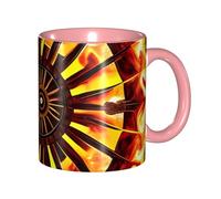 BOAIHH Classic Style Turning The Flame Ceramic Mug Leisure Simple for Work Home Smooth Practical Easy to Clean Pink Cup