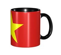 BOAIHH Classic Style Vietnamese Flag Ceramic Mug Leisure Simple for Work Home Smooth Practical Easy to Clean Black Cup
