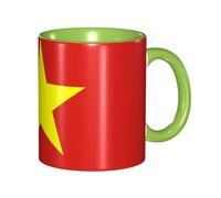 BOAIHH Classic Style Vietnamese Flag Ceramic Mug Leisure Simple for Work Home Smooth Practical Easy to Clean Green Cup
