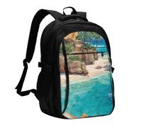 BOAIHH Coast of Dreams Large Capacity Backpack Computer Independent Compartment Pressure Relief Design Work Commuting