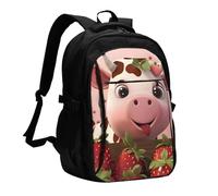 BOAIHH Cows and Strawberries Large Capacity Backpack Computer Independent Compartment Pressure Relief Design Work Commuting