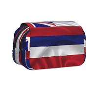 BOAIHH Flag of Hawaii American Double Clamshell Pen Case Full-Width Printing Suitable for Sketching Traveling and School