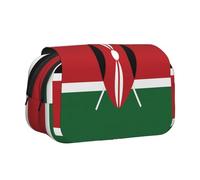 BOAIHH Flag of Kenya Double Clamshell Pen Case Full-Width Printing Suitable for Sketching Traveling and School