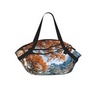 BOAIHH Flowers By The River In Autumn Foldable Camping Bag Comfort and Stylish Multipurpose Thick Durable Spacious Travel Accessory