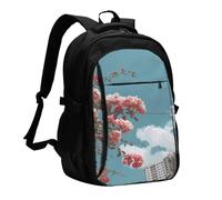 BOAIHH Flowers On The Balcony Large Capacity Backpack Computer Independent Compartment Pressure Relief Design Work Commuting