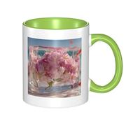 BOAIHH Green Ceramic Mugs with Unique Beneath the Cherry Blossoms Print Smooth and Durable Design for Home Office Daily Use