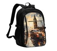BOAIHH London Color Taxi Large Capacity Backpack Computer Independent Compartment Pressure Relief Design Work Commuting