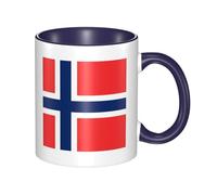 BOAIHH Navy Blue Ceramic Mugs with Unique Norwegian Flag Print Smooth and Durable Design for Home Office Daily Use