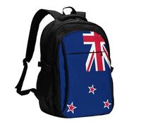 BOAIHH New Zealand Flag Large Capacity Backpack Computer Independent Compartment Pressure Relief Design Work Commuting