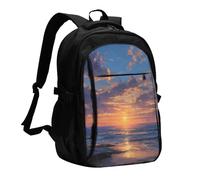 BOAIHH Overlooking The Seaside Large Capacity Backpack Computer Independent Compartment Pressure Relief Design Work Commuting