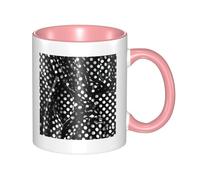 BOAIHH Pink Ceramic Mugs with Unique Black and White Corrugated dots Print Smooth and Durable Design for Home Office Daily Use