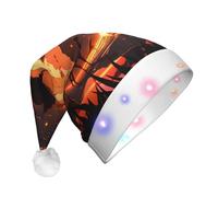 BOAIHH Plush LED Santa Christmas Hat for Exquisite Animals of the African Savannah Print Soft Blinking Fashion Festival Party Accessory