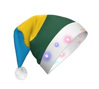 BOAIHH Plush LED Santa Christmas Hat for Exquisite Flag of Rwanda Print Soft Blinking Fashion Festival Party Accessory