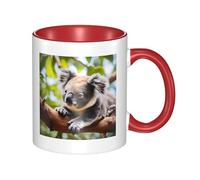 BOAIHH Red Ceramic Mugs with Unique A Little Koala Print Smooth and Durable Design for Home Office Daily Use