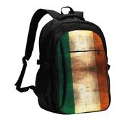 BOAIHH Retro Irish flag Large Capacity Backpack Computer Independent Compartment Pressure Relief Design Work Commuting