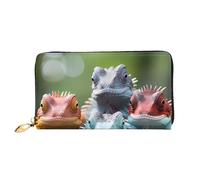 BOAIHH Simple Wallet for Unisex Stylish Card Holder with Exquisite 4 Colorful Lizards Pattern and Multiple Partition