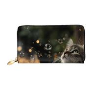 BOAIHH Simple Wallet for Unisex Stylish Card Holder with Exquisite Curious Kitten Pattern and Multiple Partition