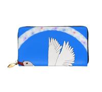 BOAIHH Simple Wallet for Unisex Stylish Card Holder with Exquisite Flying White Goose Pattern and Multiple Partition