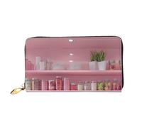 BOAIHH Simple Wallet for Unisex Stylish Card Holder with Exquisite Pink Display Stand Pattern and Multiple Partition