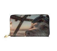 BOAIHH Simple Wallet for Unisex Stylish Card Holder with Exquisite Puppy Flying A Plane Pattern and Multiple Partition