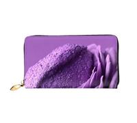 BOAIHH Simple Wallet for Unisex Stylish Card Holder with Exquisite Purple Rose Pattern and Multiple Partition