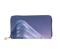 BOAIHH Simple Wallet for Unisex Stylish Card Holder with Exquisite Purple Skyscrapers Pattern and Multiple Partition