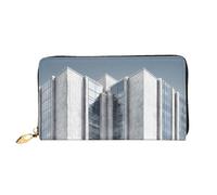 BOAIHH Simple Wallet for Unisex Stylish Card Holder with Exquisite White High-Rise Buildings Pattern and Multiple Partition