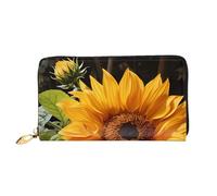 BOAIHH Simple Wallet for Unisex Stylish Card Holder with Exquisite Yellow Sunflower on a Brown Background Pattern and Multiple Partition