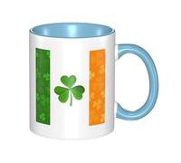 BOAIHH Sky Blue Ceramic Mugs with Unique Irish Flag Print Smooth and Durable Design for Home Office Daily Use