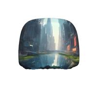 BOAIHH The City on the Water Car Headrest Cover 1 Pcs Universal Elastic Unique Style Prevents Everyday Wear and Tear