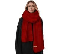 Boaisdus Winter Chunky Knit Scarfs Women's Thick Warm Knit Scarves Soft Long Chunky Knitted Scarf for Outddor Men & Women, Wine Red, 69×10in