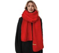 Boaisdus Winter Chunky Knit Scarfs Women's Thick Warm Knit Scarves Soft Long Chunky Knitted Scarf for Outddor Men & Women, Red, 69×10in