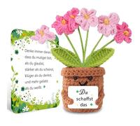 BOAITE Small Lucky Charm, Knitted Forget-Me-Not Encouragement Gifts, Positive Potato German Replacement, Gifts for School (Rosa Forget-Me-Not)