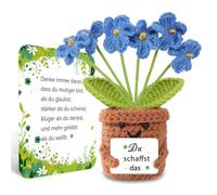 BOAITE Small Lucky Charm Knitted Forget-Me-Not Encouraging Gifts, Positive Potato German Replacement, Gifts for School (Blue Forget-Me-Not)