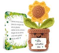 BOAITE Small Lucky Charm Knitted Forget-Me-Not Encouraging Gifts, Positive Potato German Replacement, Gifts for School (Sunflowers)