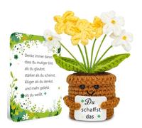 BOAITE Small Lucky Charm Knitted Forget-Me-Not Encouraging Gifts, Positive Potato German Replacement, Gifts for School (Yellow Forget-Me-Not)
